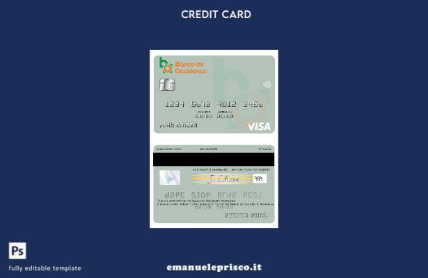 modello di carta visto Honduras Banco de Occidente in stile verificato